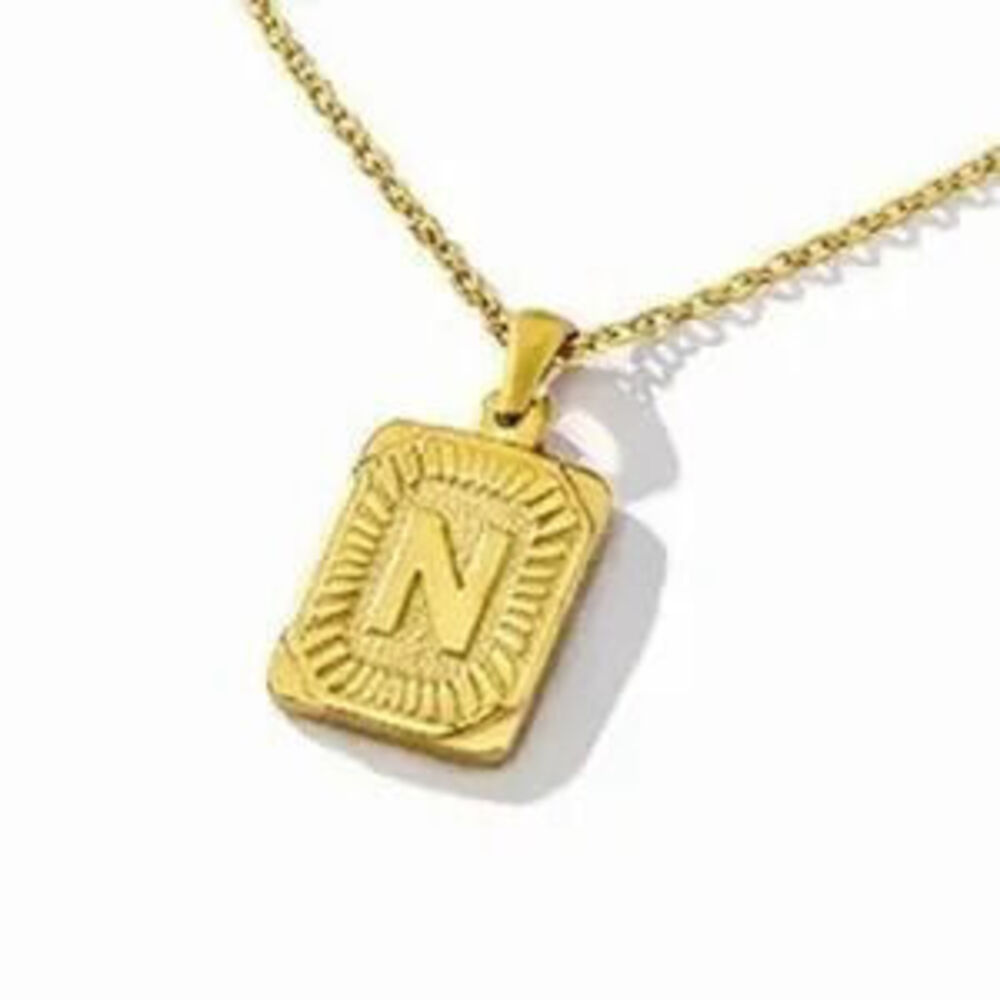 Gold Monogram Initial Necklace (N) (9024)